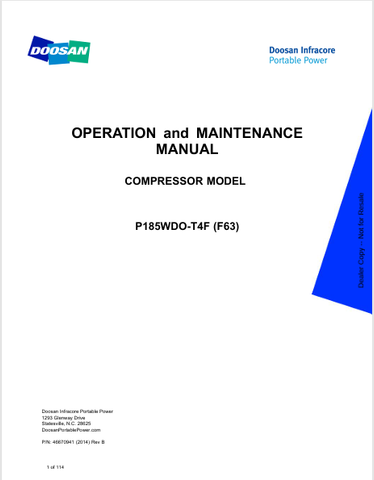 Discover the comprehensive operation and maintenance manual for the BOBCAT P185WDO-T4F (F63) compressor. Download the PDF for essential guidelines and insights.