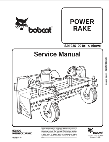Discover the comprehensive Bobcat Power Rake Service Manual (6900891) in PDF format. Access essential maintenance and repair information for optimal performance.