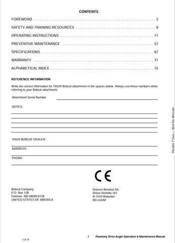 BOBCAT PR3, PS5 (6990974) OPERATION AND MAINTENANCE MANUAL PDF FILE