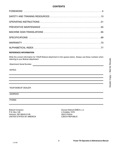 BOBCAT PTX3 (7331236ENUS) OPERATION & MAINTENANCE MANUAL PDF FILE