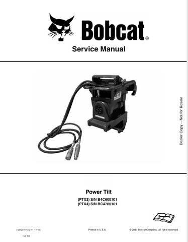  Discover the comprehensive service manual for BOBCAT PTX3 and PTX4 Power Tilt (7331237). Download the PDF for expert maintenance and repair guidance.