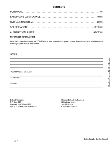 BOBCAT QC30, QC35, QC45-1 (7432668ENUS) SERVICE MANUAL PDF FILE