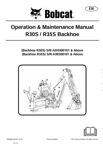 BOBCAT R30S (4900066) OPERATION AND MAINTENANCE MANUAL PDF FILE