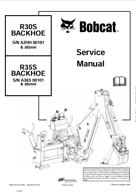 Discover the comprehensive service manual for the BOBCAT R30S and R35S backhoes. Download the PDF file (4950144) for essential maintenance and repair guidance.
