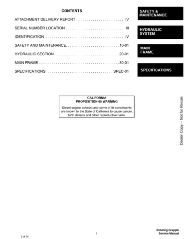 BOBCAT ROTATING GRAPPLE (6902024) SERVICE MANUAL PDF FILE