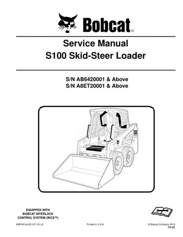 Enhance your maintenance capabilities with the BOBCAT S100 AB6420001, A8ET20001 & UP Service Manual (6987401). This comprehensive PDF file, covering models from 2007 to 2015, provides detailed instructions, diagrams, and troubleshooting tips to ensure your equipment operates at peak performance. With easy navigation and clear visuals, this manual is an essential resource for both professionals and DIY enthusiasts looking to save time and money on repairs. Don't miss out on the opportunity to keep your BOBCA
