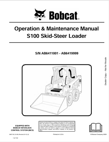 Discover the comprehensive operation and maintenance manual for the Bobcat S100 Skid-Steer Loader. Download the PDF file for essential insights and guidelines.