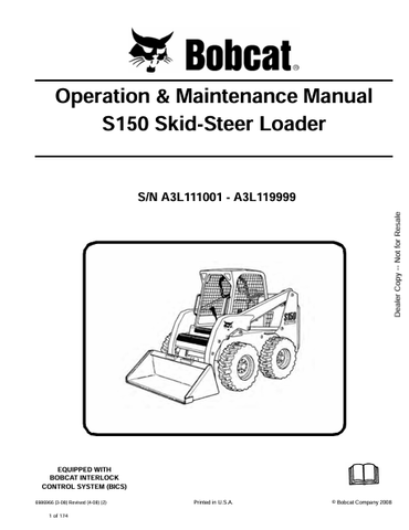  Discover the comprehensive operation and maintenance manual for the Bobcat S150 Skid-Steer Loader. Download the PDF file for essential insights and guidelines.