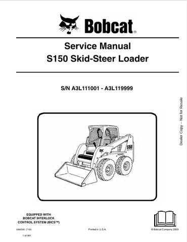 Access the comprehensive service manual for the BOBCAT S150 Skid-Steer Loader (6986566) in PDF format. Ensure optimal performance and maintenance today!