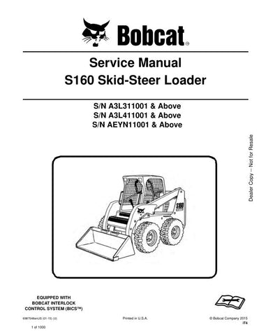 Enhance your maintenance routine with the BOBCAT S160 Skid-Steer Loader Service Manual (Part Numbers A3L311001, A3L411001, AEYN11001 & UP). This comprehensive PDF file, catalog number 6987048, provides detailed instructions, diagrams, and troubleshooting tips to keep your equipment running smoothly. Whether you're a seasoned professional or a DIY enthusiast, this manual is an essential resource for ensuring optimal performance and longevity of your skid-steer loader. Invest in your machinery's upkeep and ma