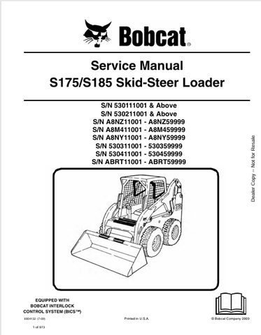  Access the comprehensive service manual for BOBCAT S175/S185 skid-steer loaders. Download the PDF file (6904132) for expert maintenance and repair guidance.