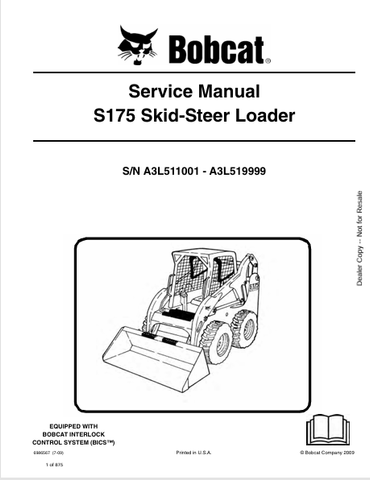 Access the comprehensive service manual for the BOBCAT S175 Skid-Steer Loader (6986567). Download the PDF for expert maintenance and repair guidance.