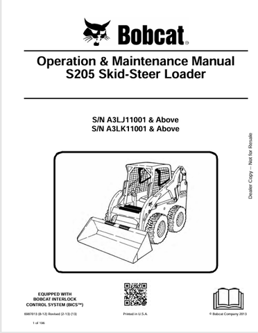 Discover the comprehensive operation and maintenance manual for the Bobcat S205 Skid-Steer Loader. Download the PDF file for essential insights and guidelines.