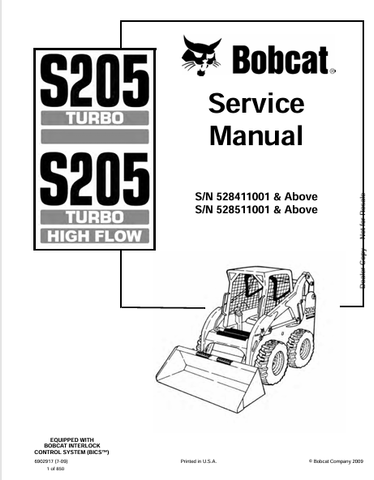 Discover the comprehensive service manual for the BOBCAT S205 Turbo High Flow. Download the PDF file (6902917) for expert maintenance and repair guidance.