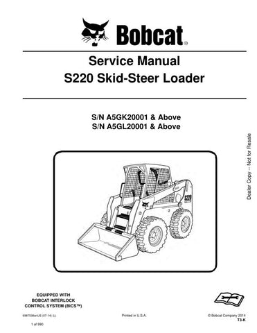 Enhance your maintenance routine with the BOBCAT S220 Skid-Steer Loader Service Manual (6987038). This comprehensive PDF file covers models A5GK20001, A5GL20001, and up, providing you with detailed instructions, diagrams, and troubleshooting tips to keep your equipment running smoothly. With easy navigation and clear visuals, this manual is an essential resource for both professionals and DIY enthusiasts, ensuring you can perform repairs and maintenance with confidence. Invest in your machinery's longevity 