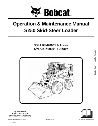 Discover the comprehensive BOBCAT S250 Skid-Steer Loader Operation & Maintenance Manual (6986991) in PDF format. Ensure optimal performance and longevity.