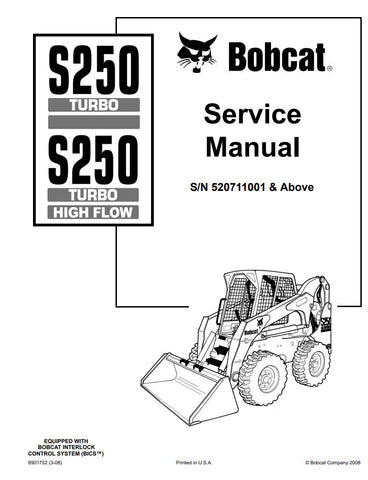 Unlock the full potential of your BOBCAT S250 Turbo with the comprehensive S250 Turbo High Flow Service Manual (Part No. 6901752). This PDF file is an essential resource for maintenance and repair, providing detailed instructions, diagrams, and troubleshooting tips specifically designed for models 520711001 and up. Ensure your equipment runs smoothly and efficiently, prolonging its lifespan and enhancing performance. Invest in this invaluable manual today and keep your BOBCAT in top condition.
