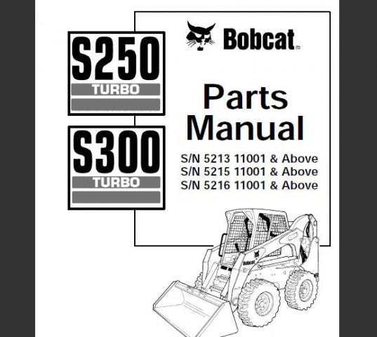 Discover the ultimate resource for maintaining your BOBCAT S250 Turbo and S300 Turbo skid steer loaders with our comprehensive Parts Catalog Manual. This essential guide provides detailed diagrams and part numbers, ensuring you can easily identify and order the components you need to keep your equipment running smoothly.