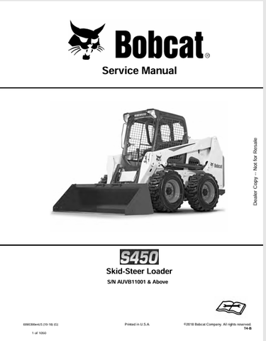 Discover the comprehensive service manual for the BOBCAT S450 Skid-Steer Loader (6990390). Download the PDF for expert maintenance and repair guidance.