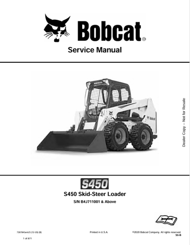  Discover the comprehensive service manual for the BOBCAT S450 Skid-Steer Loader (7397845). Download the PDF for expert maintenance and repair guidance.