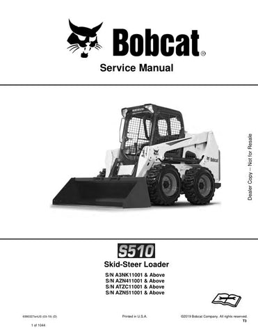 Unlock the full potential of your BOBCAT S510 Skid-Steer Loader with the comprehensive Service Manual (Part Number: 6990327). This PDF file is an essential resource for maintenance and repair, providing detailed instructions, diagrams, and troubleshooting tips tailored specifically for models A3NK11001, AZN411001, ATZC11001, and AZN511001 and up. Ensure your equipment runs smoothly and efficiently, prolonging its lifespan and enhancing performance. Invest in this invaluable guide today and keep your loader 