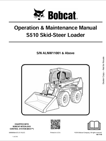  Discover the comprehensive BOBCAT S510 Skid-Steer Loader Operation & Maintenance Manual (6990668). Download the PDF for essential guidelines and tips.