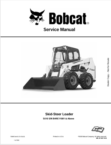 Access the comprehensive service manual for the BOBCAT S510 Skid-Steer Loader (7398913) in PDF format. Ensure optimal performance and maintenance today!