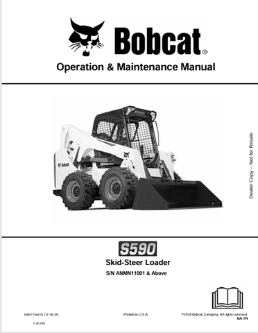  Discover the comprehensive operation and maintenance manual for the Bobcat S590 Skid-Steer Loader. Download the PDF file for essential insights and guidelines.