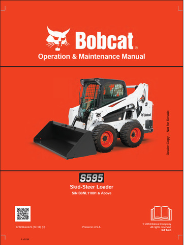  Discover the comprehensive operation and maintenance manual for the Bobcat S595 Skid-Steer Loader. Download the PDF file for essential insights and guidelines.