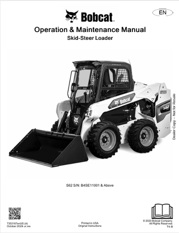 Discover the comprehensive operation and maintenance manual for the Bobcat S62 Skid-Steer Loader. Download the PDF file for essential insights and guidelines.