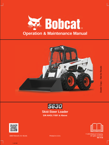  Discover the comprehensive operation and maintenance manual for the Bobcat S630 Skid-Steer Loader. Download the PDF for essential insights and guidelines.