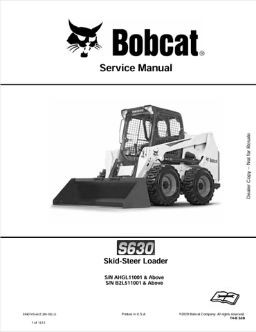  Discover the comprehensive service manual for the BOBCAT S630 Skid-Steer Loader (6990741). Download the PDF for expert maintenance and repair guidance.