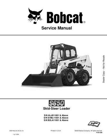 Enhance your maintenance capabilities with the BOBCAT S650 Skid-Steer Loader Service Manual (PDF file, part number 6990746). This comprehensive guide is essential for operators and technicians, providing detailed instructions, diagrams, and troubleshooting tips specifically for models ALJ811001, S1ML11001, and B2LA11001 and up. Ensure optimal performance and longevity of your equipment by accessing expert insights and step-by-step procedures that simplify repairs and maintenance tasks. Invest in this