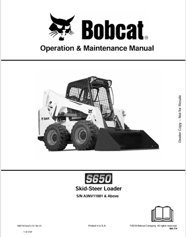 Discover the comprehensive operation and maintenance manual for the Bobcat S650 Skid-Steer Loader. Download the PDF file for essential insights and guidelines.