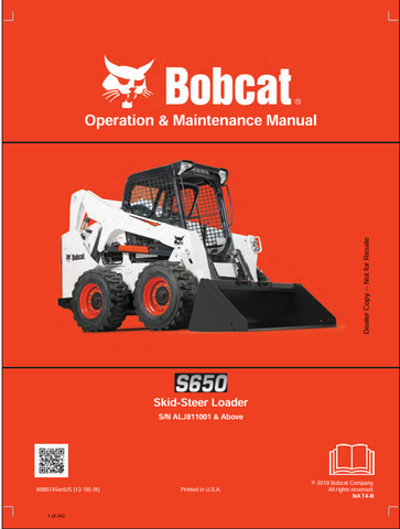  Discover the comprehensive operation and maintenance manual for the Bobcat S650 Skid-Steer Loader. Download the PDF file for expert guidance and tips.