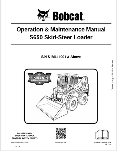 Discover the comprehensive operation and maintenance manual for the Bobcat S650 Skid-Steer Loader. Download the PDF for essential insights and guidelines.
