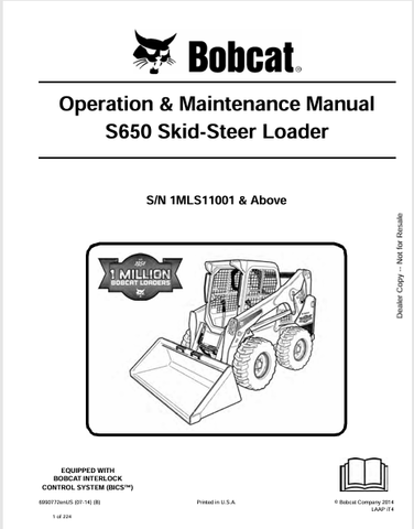 Discover the comprehensive operation and maintenance manual for the Bobcat S650 Skid-Steer Loader. Download the PDF for essential insights and guidelines.
