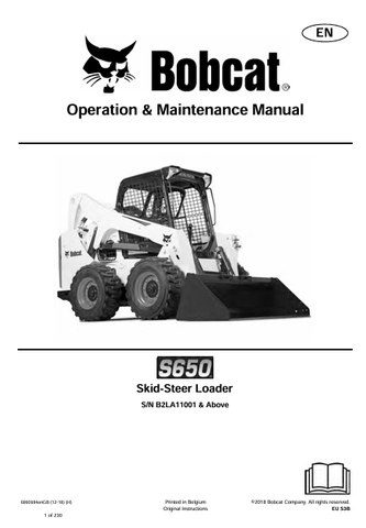 Discover the comprehensive operation and maintenance manual for the Bobcat S650 Skid-Steer Loader. Download the PDF for essential insights and guidelines.