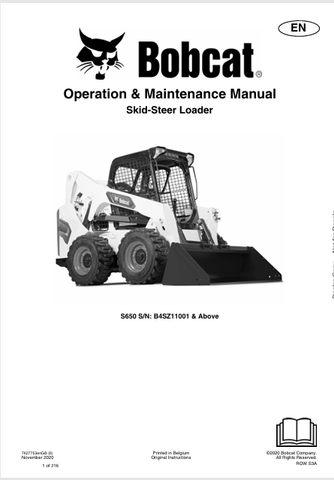 Discover the comprehensive operation and maintenance manual for the Bobcat S650 Skid-Steer Loader (7427753). Download the PDF for expert guidance today!