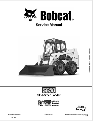 Access the comprehensive service manual for the BOBCAT S650 Skid-Steer Loader (6990746) in PDF format. Ensure optimal performance and maintenance today!