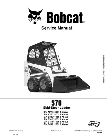Unlock the full potential of your BOBCAT S70 Skid-Steer Loader with the comprehensive Service Manual (Part No. 6986662) in PDF format. This essential guide provides detailed maintenance procedures, troubleshooting tips, and specifications to ensure your equipment operates at peak performance. With easy navigation and clear illustrations, you'll have the knowledge to tackle repairs and upkeep efficiently, saving you time and money. Invest in this invaluable resource today and keep your BOBCAT S70 running smo