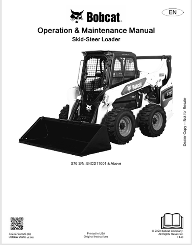 Discover the comprehensive operation and maintenance manual for the Bobcat S76 Skid-Steer Loader. Download the PDF file (7323979) for essential guidance.