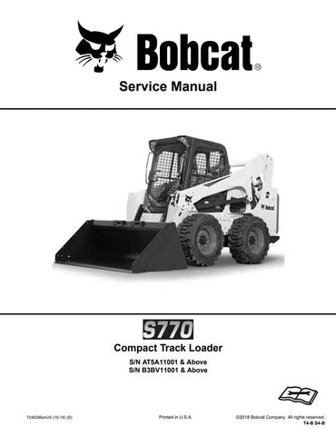 Enhance your maintenance capabilities with the BOBCAT S770 Compact Track Loader Service Manual (PDF File, Part Number 7248296). This comprehensive guide is essential for anyone looking to perform repairs and servicing on models AT5A11001, B3BV11001, and up. With detailed diagrams, step-by-step instructions, and troubleshooting tips, this manual empowers you to keep your equipment running smoothly and efficiently, saving you time and money on costly repairs. Invest in your machinery's longevity and