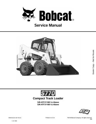  Discover the comprehensive service manual for the Bobcat S770 Compact Track Loader (6990253). Download the PDF for expert maintenance and repair guidance.
