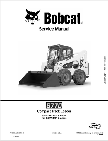 Access the comprehensive service manual for the Bobcat S770 Compact Track Loader (7248296). Download the PDF for expert maintenance and repair guidance.