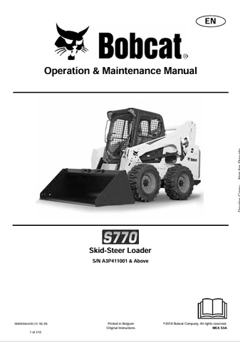  Discover the comprehensive operation and maintenance manual for the Bobcat S770 Skid-Steer Loader. Download the PDF file for essential insights and guidelines.