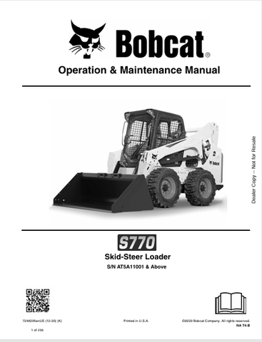 Discover the comprehensive operation and maintenance manual for the Bobcat S770 Skid-Steer Loader. Download the PDF file for expert guidance today!