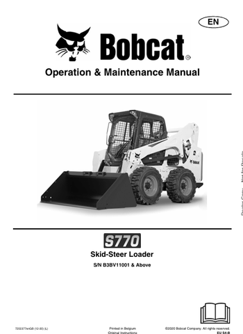 Discover the comprehensive operation and maintenance manual for the Bobcat S770 Skid-Steer Loader. Download the PDF file for essential insights and guidelines.