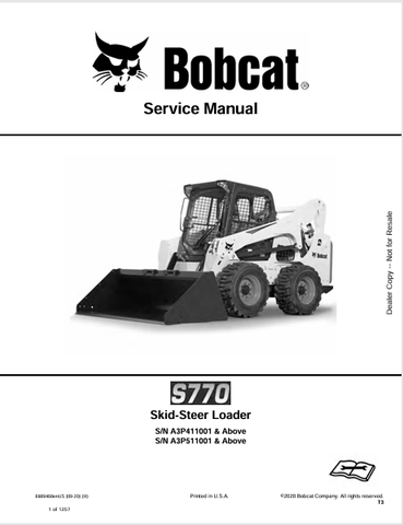 Discover the comprehensive service manual for the BOBCAT S770 Skid-Steer Loader (6989468). Download the PDF for expert maintenance and repair guidance.