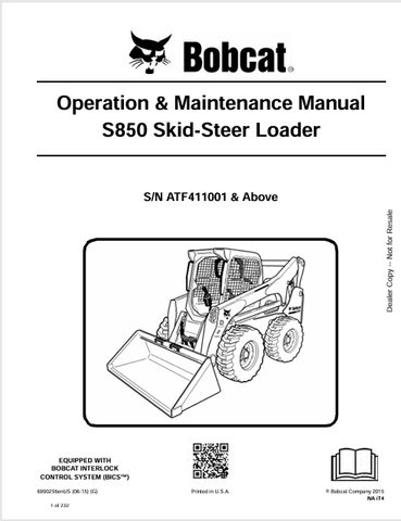  Discover the comprehensive operation and maintenance manual for the Bobcat S850 Skid-Steer Loader. Download the PDF for expert guidance and tips.